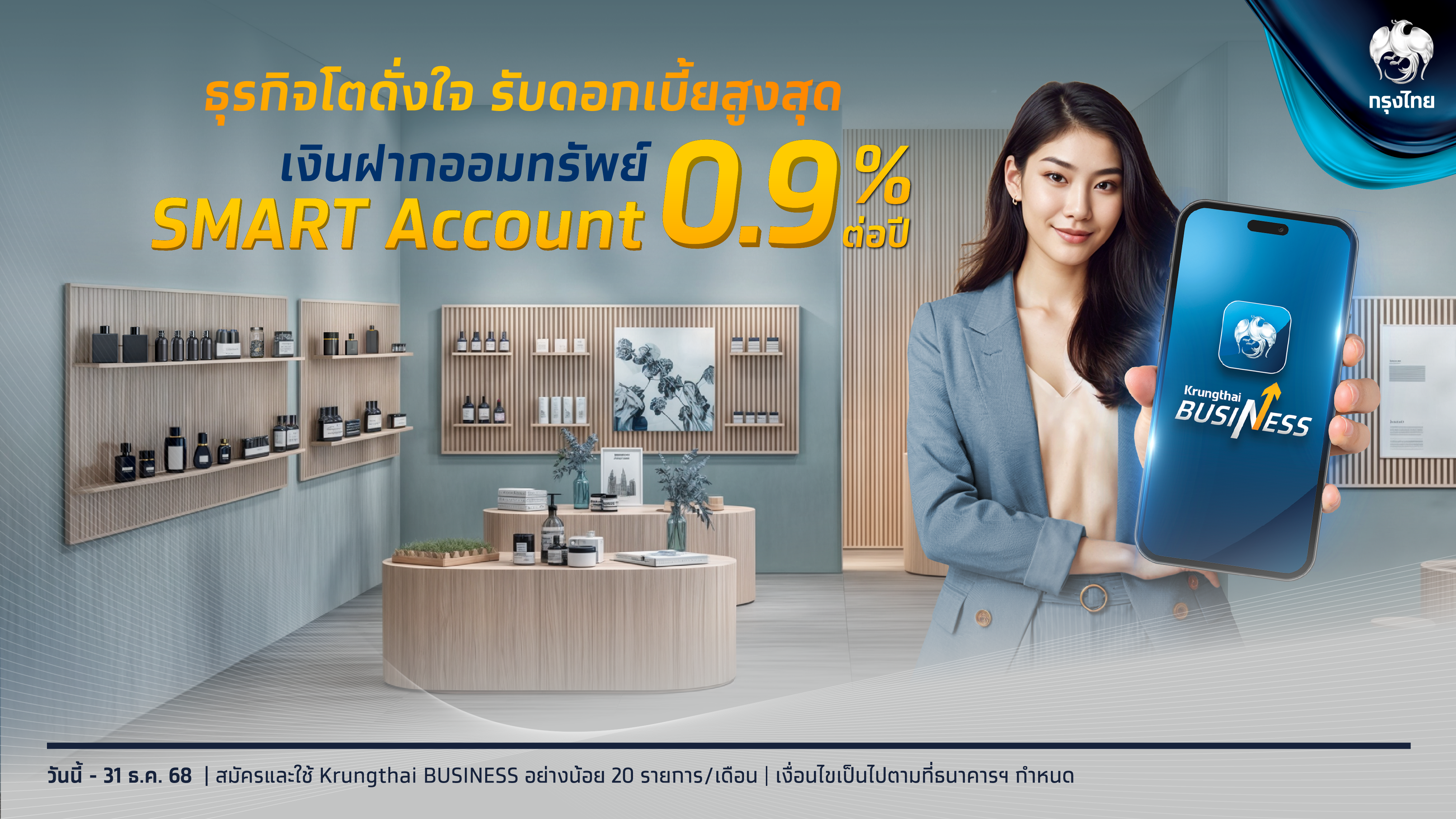 KTB ออกเงินฝากออมทรัพย์พิเศษ “SMART Account” ชูดบ.สูงสุด 0.9% 